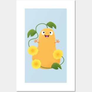 Cute happy butternut pumpkin gourd cartoon Posters and Art